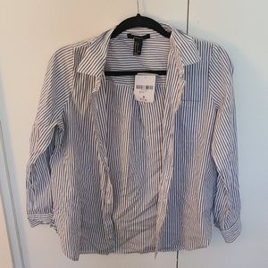 White & Blue Striped Button Down Shirt
